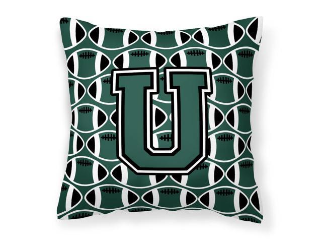 Letter U Football Green and White Fabric Decorative Pillow CJ1071-UPW1414