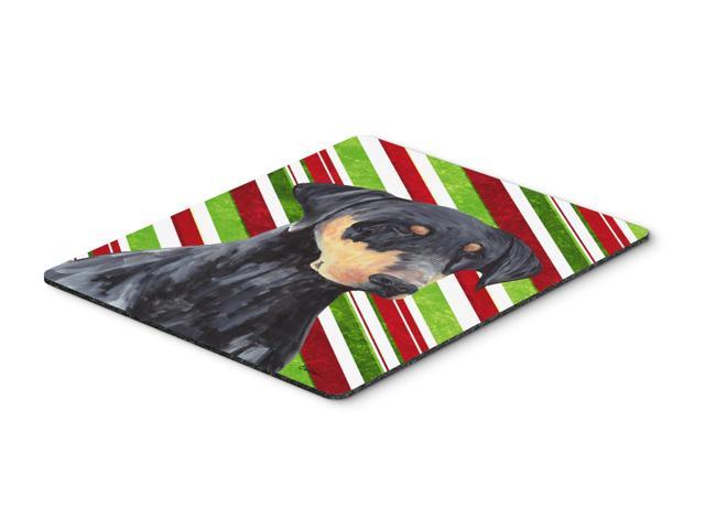 Doberman Candy Cane Holiday Christmas Mouse Pad Hot Pad or Trivet