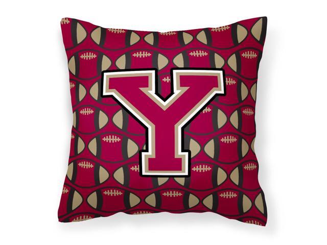 Letter Y Football Garnet and Gold Fabric Decorative Pillow CJ1078-YPW1414