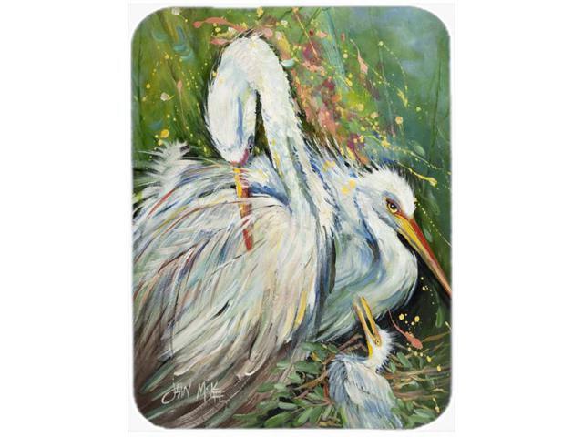 White Egret in the Rain Mouse Pad Hot Pad or Trivet JMK1139MP