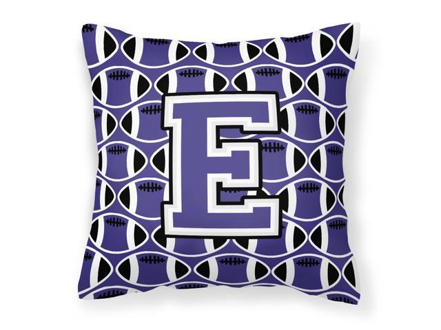 Letter E Football Purple and White Fabric Decorative Pillow CJ1068-EPW1414