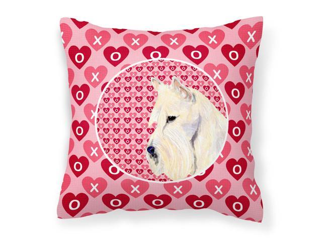 Scottish Terrier Hearts Love Valentine's Day Portrait Fabric Decorative Pillow SS4530PW1414