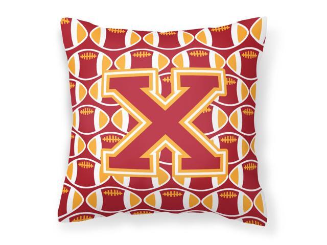 Letter X Football Cardinal and Gold Fabric Decorative Pillow CJ1070-XPW1414