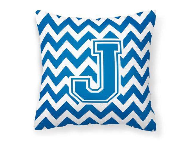 Letter J Chevron Blue and White Fabric Decorative Pillow CJ1056-JPW1414