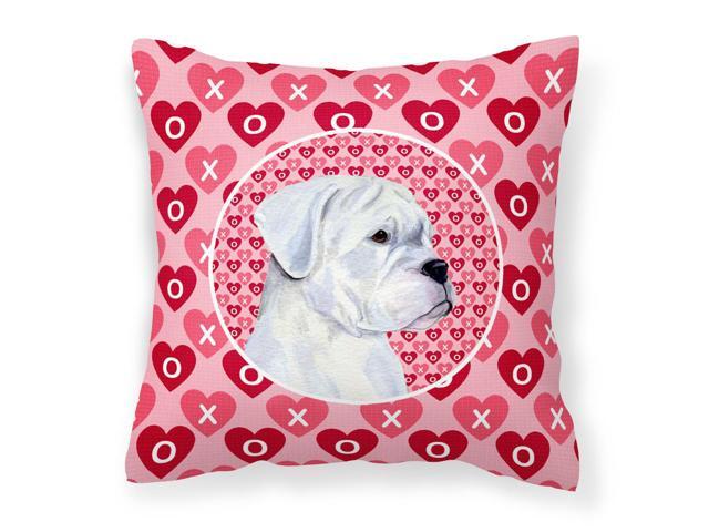 Boxer Hearts Love and Valentine's Day Portrait Fabric Decorative Pillow SS4509PW1414