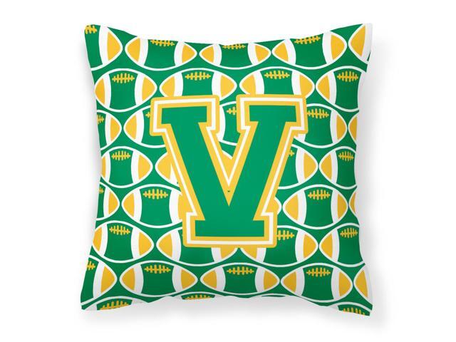 Letter V Football Green and Gold Fabric Decorative Pillow CJ1069-VPW1414