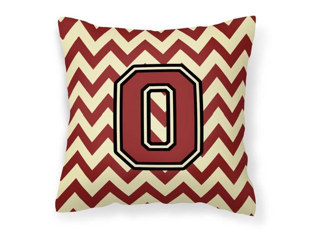 Letter O Chevron Maroon and Gold Fabric Decorative Pillow CJ1061-OPW1414