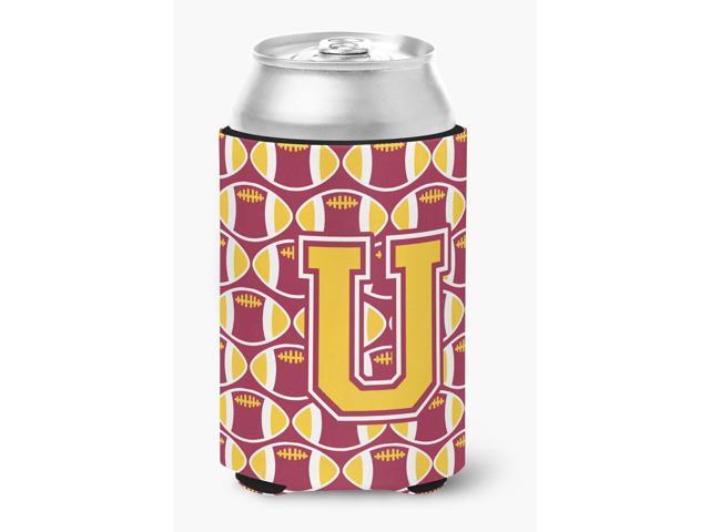 Letter U Football Maroon and Gold Can or Bottle Hugger CJ1081-UCC