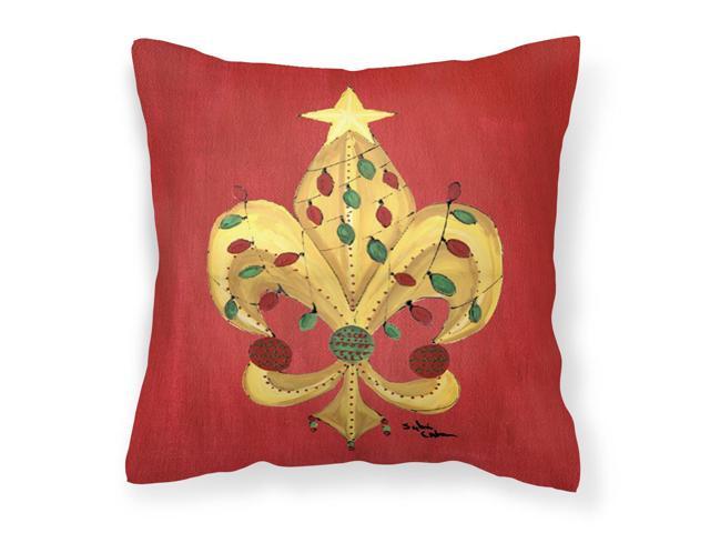 Christmas Fleur de lis Tree with lights Fabric Decorative Pillow 8185PW1414