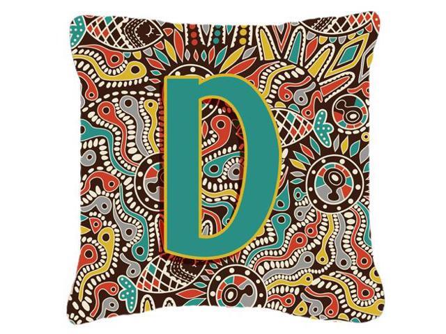 Letter D Retro Tribal Alphabet Initial Canvas Fabric Decorative Pillow CJ2013-DPW1818