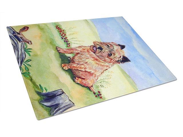 Cairn Terrier and the chipmunk Glass Cutting Board Large