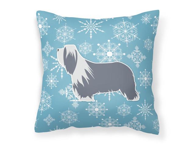 Winter Snowflake Bearded Collie Fabric Decorative Pillow BB3517PW1414