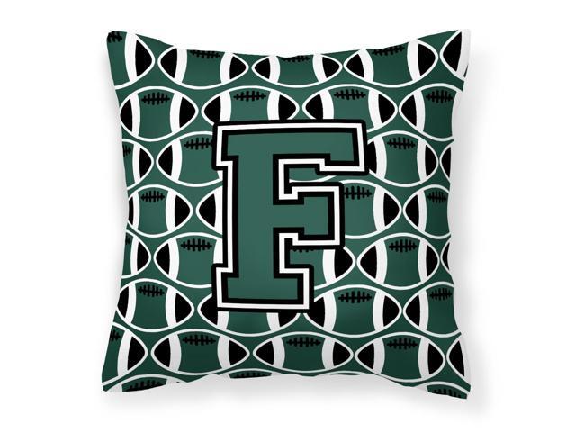 Letter F Football Green and White Fabric Decorative Pillow CJ1071-FPW1414