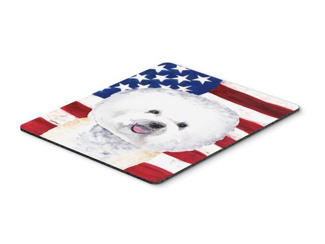 USA American Flag with Bichon Frise Mouse Pad Hot Pad or Trivet