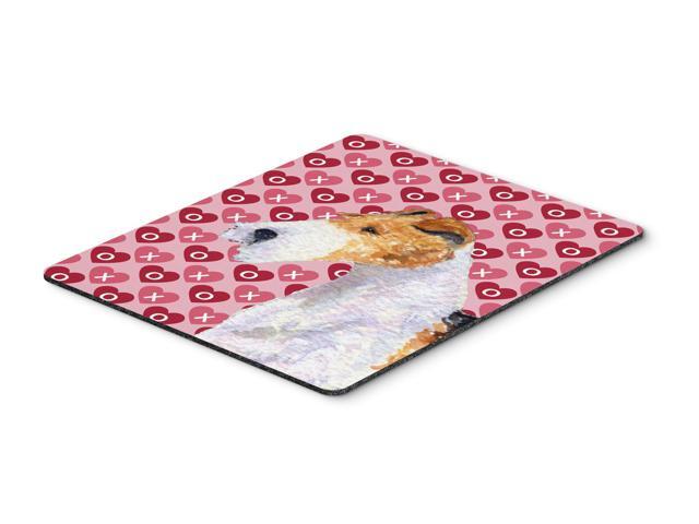 Fox Terrier Hearts Love and Valentine's Day Mouse Pad Hot Pad or Trivet