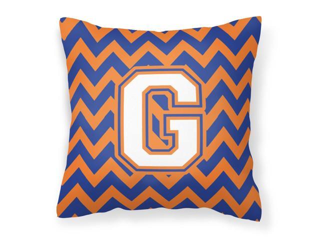 Letter G Chevron Blue and Orange #3 Fabric Decorative Pillow CJ1060-GPW1414