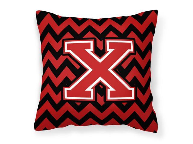 Letter X Chevron Black and Red Fabric Decorative Pillow CJ1047-XPW1414