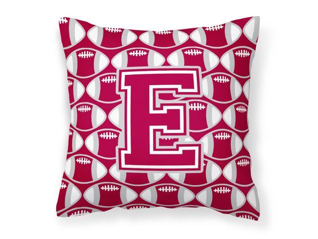 Letter E Football Crimson grey and white Fabric Decorative Pillow CJ1065-EPW1414