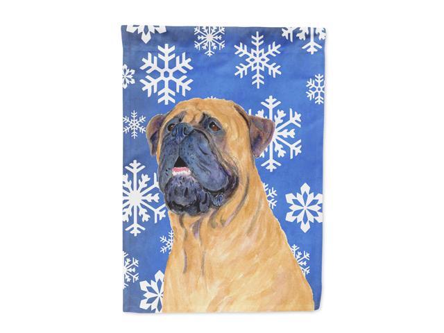 Mastiff Winter Snowflakes Holiday Flag Canvas House Size