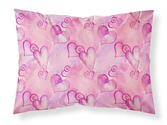 Watercolor Hot Pink Hearts Fabric Standard Pillowcase BB7564PILLOWCASE