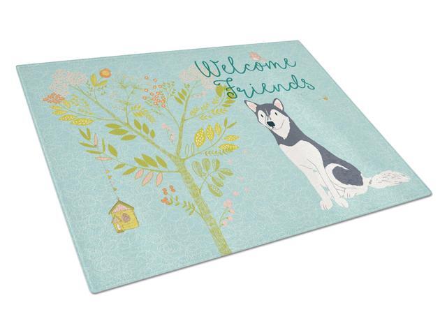Welcome Friends Siberian Husky Glass Cutting Board Large BB7594LCB