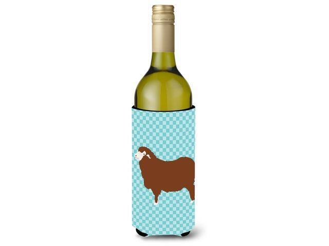 Merino Sheep Blue Check Wine Bottle Beverge Insulator Hugger BB8155LITERK