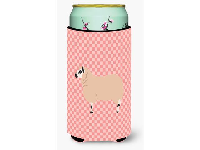 Kerry Hill Sheep Pink Check Tall Boy Beverage Insulator Hugger BB7979TBC