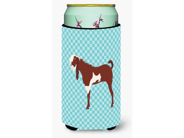 Jamnapari Goat Blue Check Tall Boy Beverage Insulator Hugger BB8064TBC