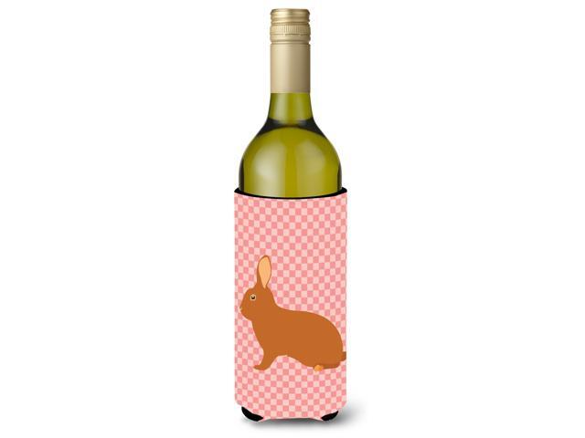 Rex Rabbit Pink Check Wine Bottle Beverge Insulator Hugger BB7969LITERK