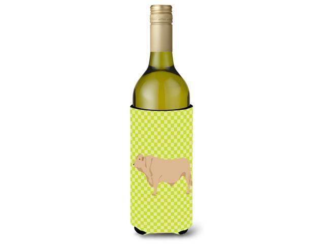 Charolais Cow Green Wine Bottle Beverge Insulator Hugger BB7652LITERK