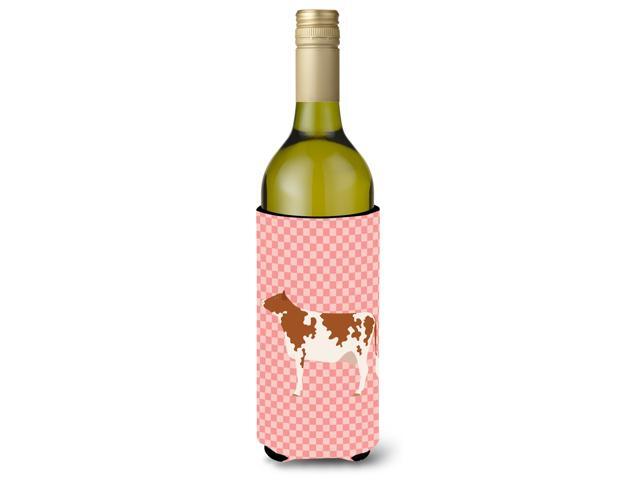 Ayrshire Cow Pink Check Wine Bottle Beverge Insulator Hugger BB7827LITERK