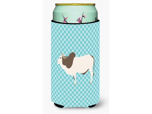 Malvi Cow Blue Check Tall Boy Beverage Insulator Hugger BB8004TBC