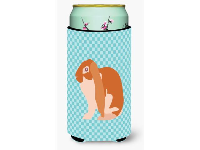 English Lop Rabbit Blue Check Tall Boy Beverage Insulator Hugger BB8136TBC