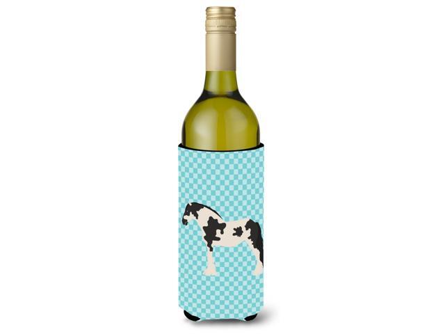 Cyldesdale Horse Blue Check Wine Bottle Beverge Insulator Hugger BB8086LITERK