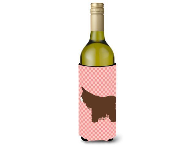Poitou Poiteuin Donkey Pink Check Wine Bottle Beverge Insulator Hugger BB7852LITERK