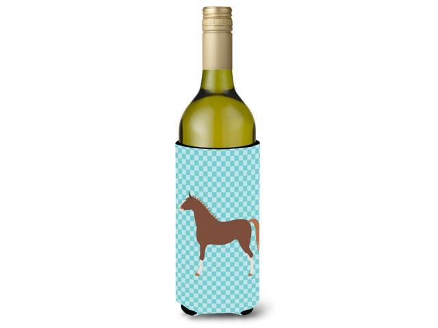 Hannoverian Horse Blue Check Wine Bottle Beverge Insulator Hugger BB8083LITERK