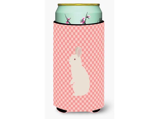 New Zealand White Rabbit Pink Check Tall Boy Beverage Insulator Hugger BB7965TBC