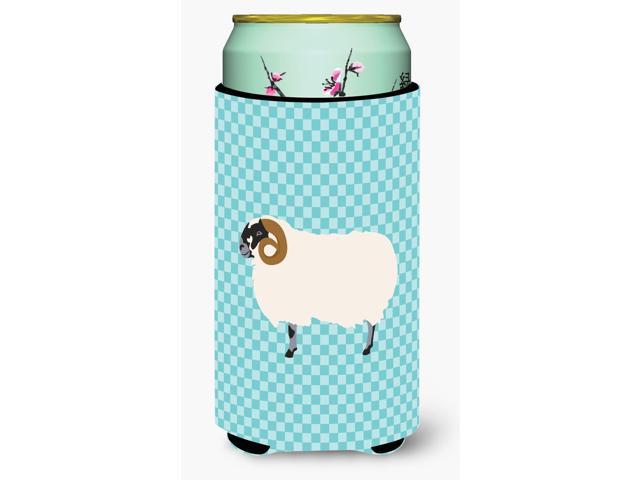Scottish Blackface Sheep Blue Check Tall Boy Beverage Insulator Hugger BB8147TBC