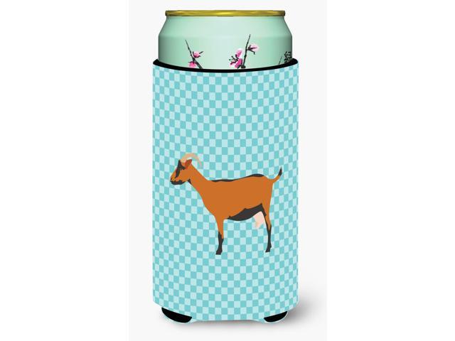 Oberhasli Goat Blue Check Tall Boy Beverage Insulator Hugger BB8062TBC