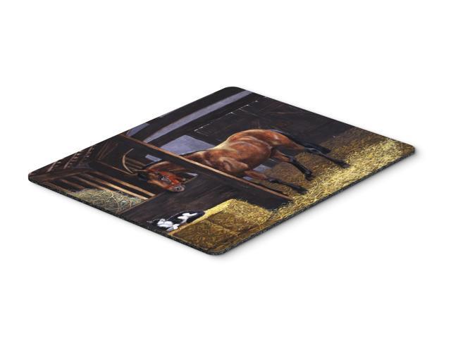Horse In Stable with Cat Mouse Pad Hot Pad or Trivet BDBA0295MP