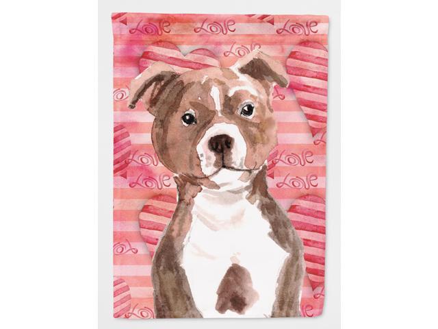 Red Staffie Bull Terrier Love Flag Garden Size BB9497GF