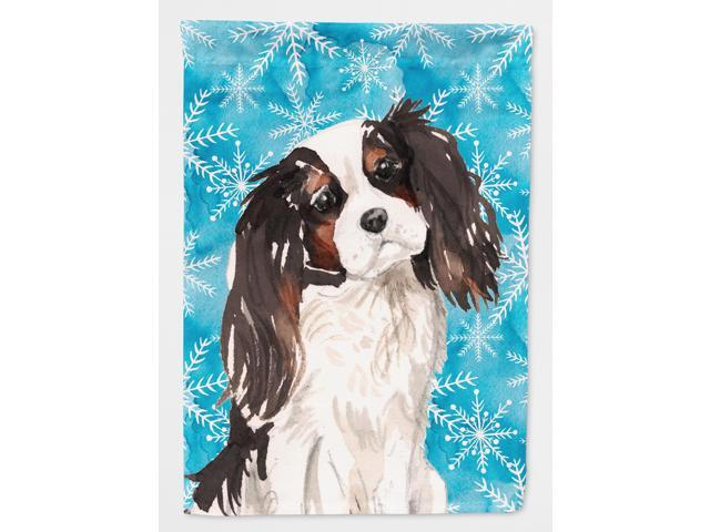 Tricolor Cavalier Spaniel Winter Flag Canvas House Size BB9437CHF