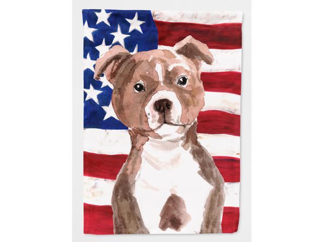 Red Staffie Bull Terrier Patriotic Flag Garden Size BB9392GF
