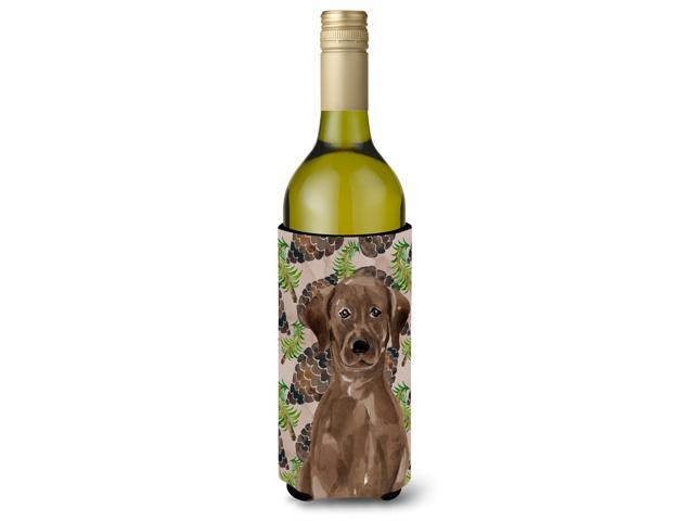 Chocolate Labrador Pine Cones Wine Bottle Beverge Insulator Hugger BB9575LITERK