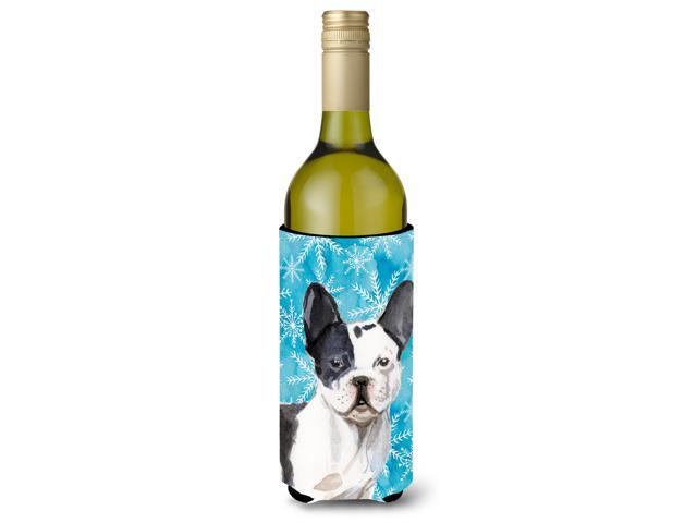 Black White French Bulldog Winter Wine Bottle Beverge Insulator Hugger BB9442LITERK