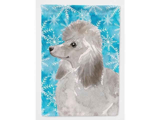 Grey Standard Poodle Winter Flag Canvas House Size BB9455CHF