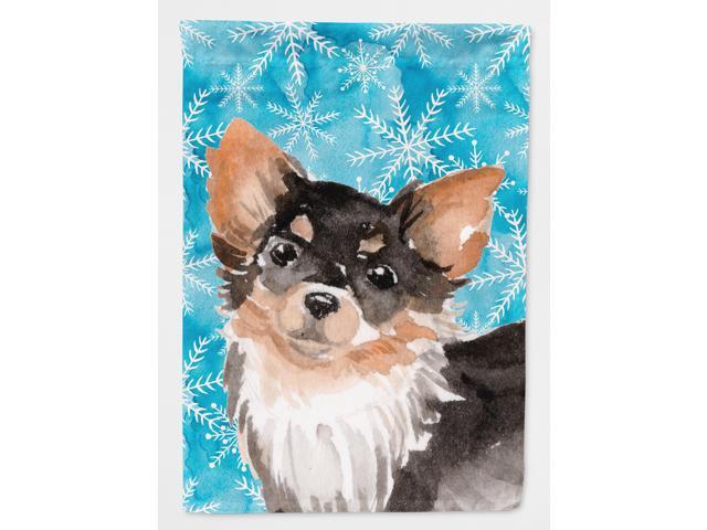 Long Haired Chihuahua Winter Flag Canvas House Size BB9459CHF