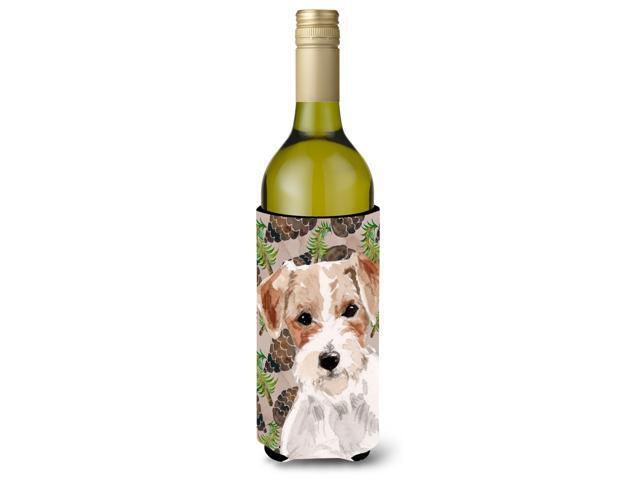 Wire Hair Jack Russell Pine Cones Wine Bottle Beverge Insulator Hugger BB9578LITERK