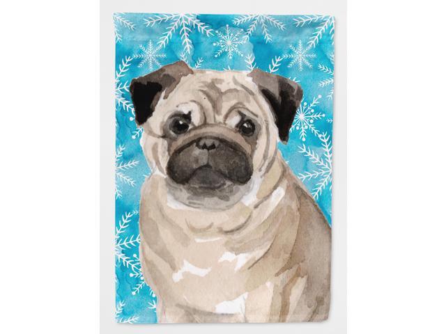 Fawn Pug Winter Flag Canvas House Size BB9461CHF