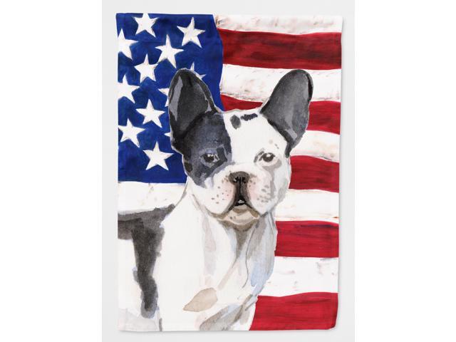 Black White French Bulldog Patriotic Flag Garden Size BB9372GF